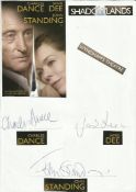 Shadowlands cast signed A4 white sheet with inset colour photos. Signed by Charles Dance, Janie