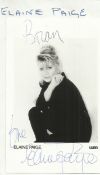 Elaine Paige signed 6 x 4 b/w photo to Brian lightly fixed to A4 white page.