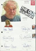 The Old Country cast signed A4 white sheet with inset colour photos. Signed by Jean Marsh, Timothy