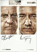 Kevin Spacey & David Troughton signed A4 white sheet with magazine photos from Inherit the Wind.