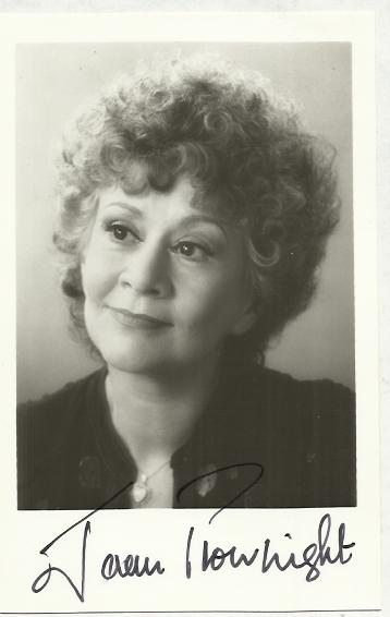 Joan Plowright signed 6 x 4 b/w photo lightly fixed to A4 white page.