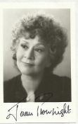 Joan Plowright signed 6 x 4 b/w photo lightly fixed to A4 white page.