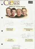 The Hollow Crown cast signed A4 white sheet with inset colour photos. Signed by Donald Sinden,