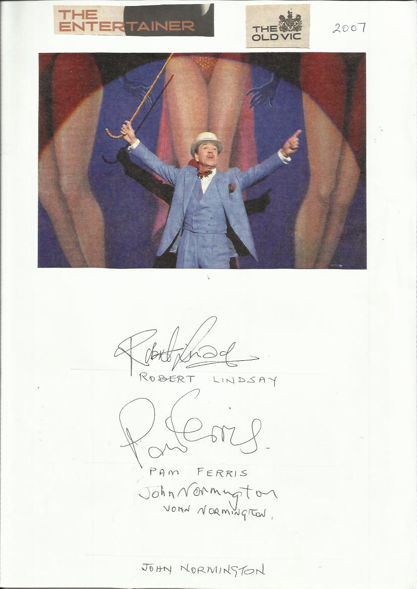 The Entertainer cast signed A4 white sheet with inset colour photo. Signed by Thandie Newton, Tom