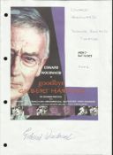 Edward Woodward signed A4 page with photos from Goodbye Gilbert Harding.