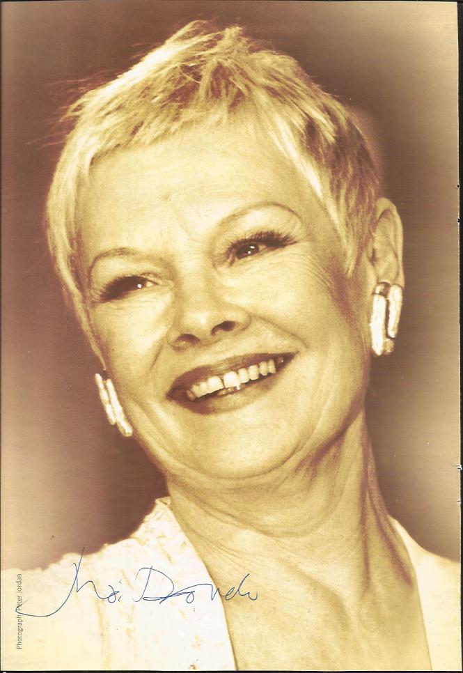 Judi Dench signed sepia 8 x 6 magazine portrait photo.