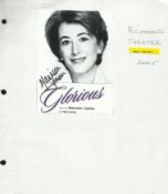 Maureen Lipman signed b/w photo attached to A4 sheet.