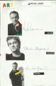 Cast of Art ? Leigh Lawson, Simon Shepherd and Philip Franks signatures on A4 sheet.