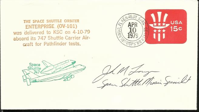 John M Fabian 1979 Space Shuttle Orbiter Enterprise / 747 Pathfinder tests cover with Kennedy Space