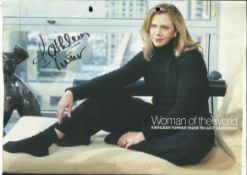 Kathleen Turner signed A4 colour magazine photo.