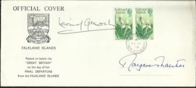 Margaret Thatcher & Lord Lewin signed 1970 Falklands FDC comm. final departure of The Great