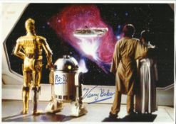 Kenny Baker as R2 D2 in Star Wars signed 12 x 8 colour image with Luke & C3PO Good Condition