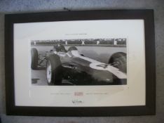 Jim Clark signed and framed presentation 24 x 17 inches. Small autograph piece mounted with a