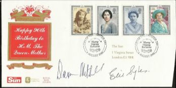 Warren Mitchell and Eric Sykes signed Happy 90th birthday to HM the Queen mother FDC. Good