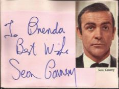 Sean Connery signature piece fixed to Autograph album page with small inset b/w photo.