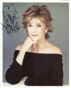Jane Fonda signed 10 x 8 colour portrait photo, nice relaxed image Good Condition