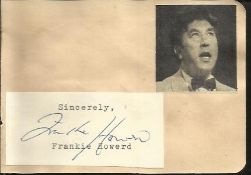 Frankie Howerd signature piece fixed to Autograph album page with small inset b/w photo.