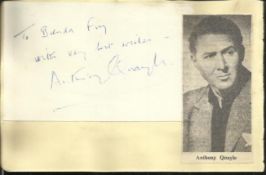 Anthony Quayle signature piece fixed to Autograph album page with small inset b/w photo. Anna