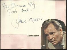 James Mason signature piece fixed to Autograph album page with small inset b/w photo. Alfie Bass