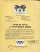Brig Paul Tibbets signed A4 Medal of Honor commemorative stamp sheet with description of the medal
