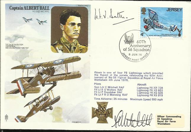 Air Cdre Battle DFC HA2 Captain Albert Ball VC cover. Limited edition numbered 16 of 50 signed by