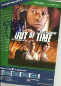Denzel Washington signed flyer for German adaptation of Out of Time. Good condition