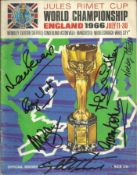 World cup 1966 programme signed on the front cover by Roger Hunt, Jack Charlton, Nobby Stiles,