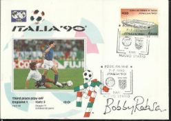 Bobby Robson signed Italia 90 cover. Good condition