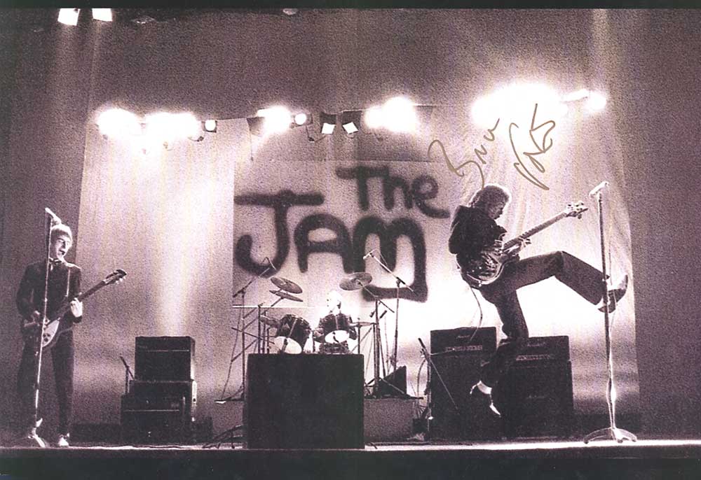 Bruce Foxton autographed The Jam photo. 42cm x 29cm black and white photograph of Punk/New Wave
