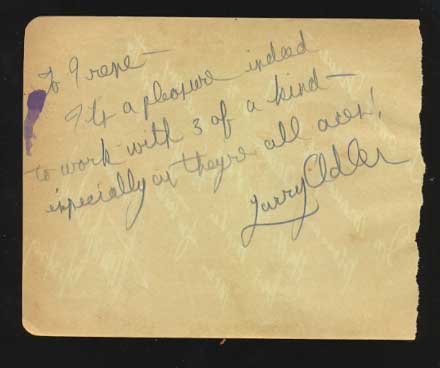 Larry Adler signed album page (February 10, 1914[2] ? August 6, 2001) was an American musician,