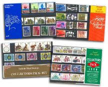 GB Collectors Stamp Packs 6 packs from 1977, 1976, 1978, 1972, 1980 with high cat value. Good