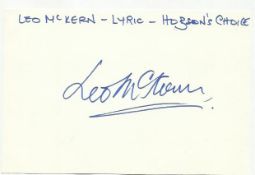 Leo McKern signed large autograph on white 6 x 4 card. Would matt into an impressive display. Good