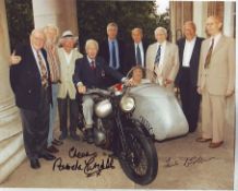 Pamela Cundell & Frank Windsor signed Dads Army cast photo in suits and ties I guess at a reunion