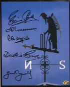 Rare Cricket multi-signed Lords Weather Vane 8x10 signed by Brian Close, Fred Trueman, Ray