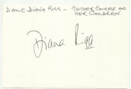 Dame Diana Rigg signed large autograph on white 6 x 4 card. Would matt into an impressive display.