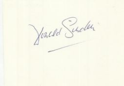 Sir Donald Sinden signed large autograph on white 6x4 card. Would matt into an impressive display.