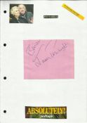 Joan Plowright signed autograph album page fixed to A4 white sheet with small inset magazine
