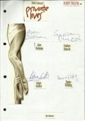 Cast of Private Lives, Alan Rickman, Lindsay Duncan, Adam Godley and Emma Fielding signatures on