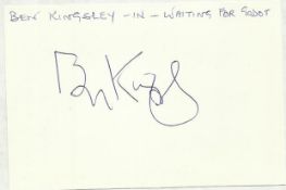 Sir Ben Kingsley signed large autograph on white 6 x 4 card. Would matt into an impressive