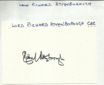 Lord Richard Attenborough signed large autograph on white 6 x 4 card. Would matt into impressive