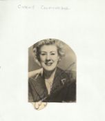 Cicely Courtnidge signed 6 x4 sepia magazine portrait photo, fixed to larger white sheet. Good