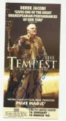 Sir Derek Jacobi signed colour theatre promotional flyer for the plat The Tempest, fixed to A4 white