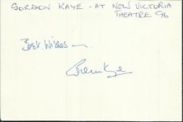 Gordon Kaye star of Allo Allo signed autograph on 6x4 card. Would matt into an impressive display.