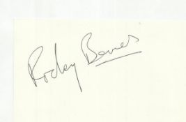 Rodney Bewes star of the Likely Lads signed large autograph on 6x4 card. Fixed to white A4 sheet.