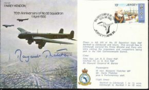 Margaret Thatcher B19 Fairey Hendon cover signed by former Prime Minister the late Margaret
