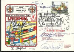 Liverpool FC multi-signed 1981 Liverpool cover for the match between Liverpool and Oulon. Signed by