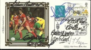 Liverpool FC multi-signed 1984 Benham small silk commemorating Liverpool Champions in Europe.