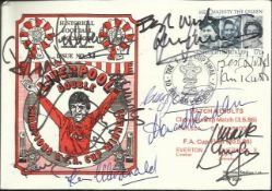 Liverpool FC multi-signed 1986 Liverpool Double cover, for the match between Liverpool and Everton,