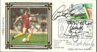 Bob Paisley Liverpool Multi-signed 1984 Benham small silk commemorating Liverpool Champions In