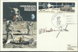 Jim Irwin moonwalker & Al Worden Apollo 15 crew members signed NASA 10th Ann historic aviators